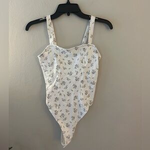 H&M White Floral Bodysuit